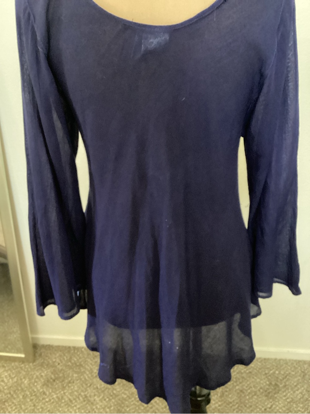 India Boutique Navy Tunic with Light Blue Embroidered Trim - Picture 7 of 9